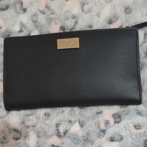 Kate Spade Black Leather Wallet with Gold Accent